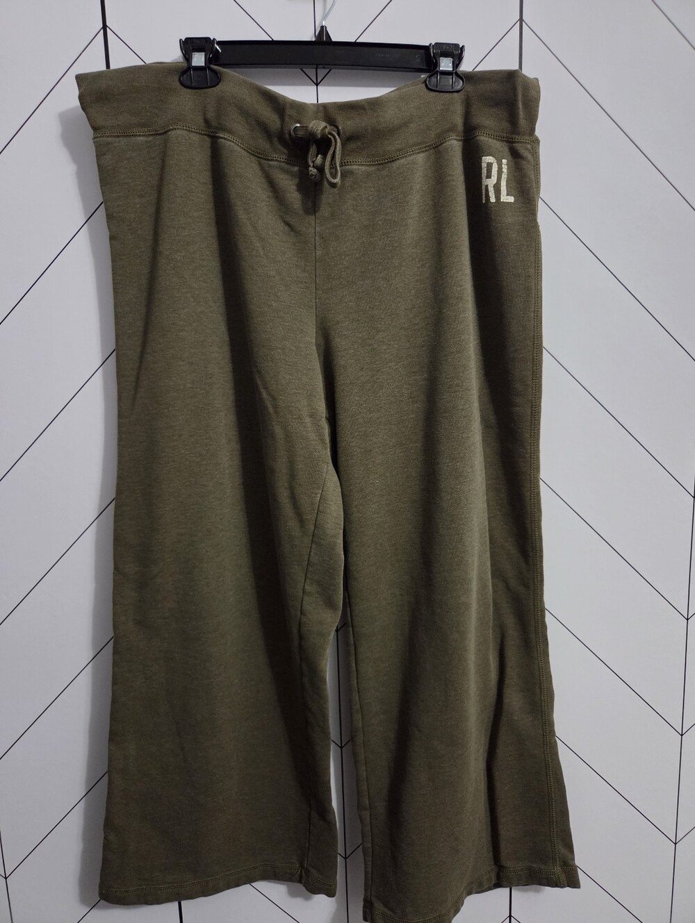 VTG Polo Jeans Co Ralph Lauren Olive Green Wide Leg Sweatpants Lounge Pants, XL
